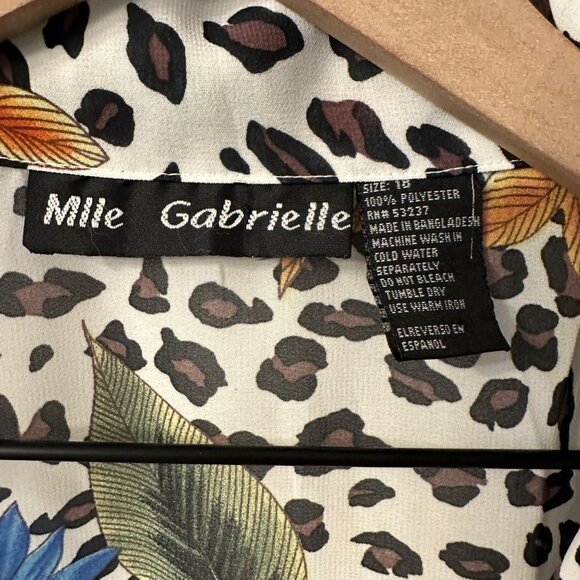 Mlle Gabrielle | Sz 18 Animal Print Tropical Floral Button Up Tunic Top Cover Up - Picture 7 of 9